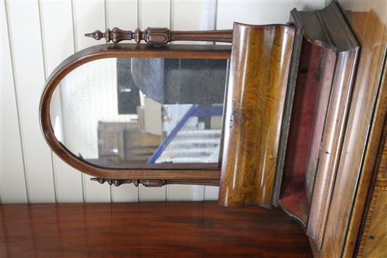 A Victorian walnut toilet mirror with hinged box base, W.72cm H.86cm